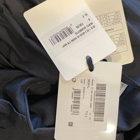 Moncler Womens Beryl Mixed Media Down Jacket NWT 2 MEDIUM Navy - Picture 9 of 10